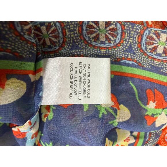 Daniel Rainn Blouse Womens Pullover Floral Roll Tab Sheer Multicolor XL - Picture 4 of 5